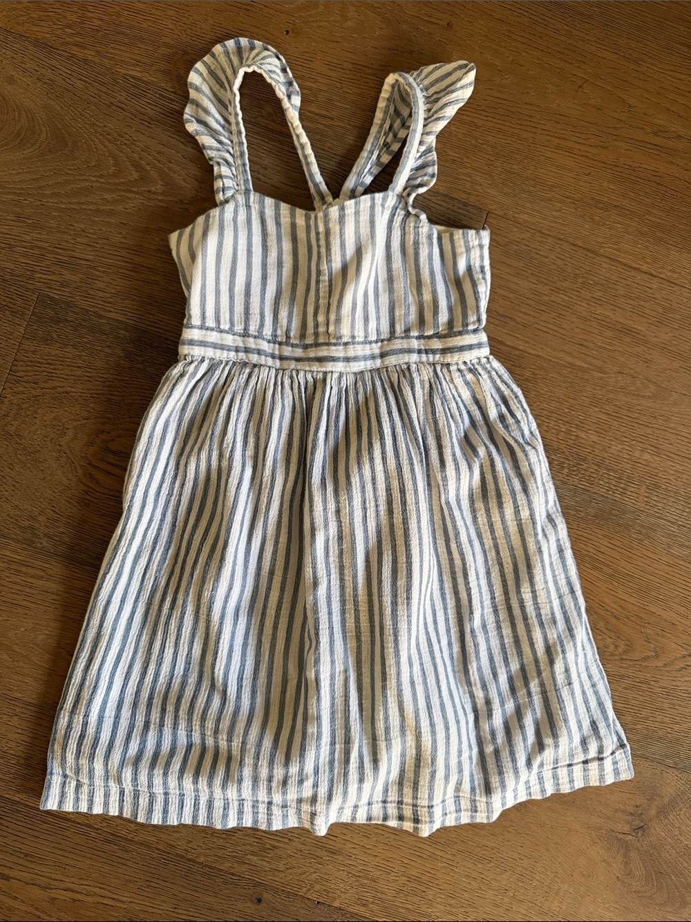 GAP Blue and White Striped Ruffle-Strap Sundress